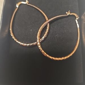 Chic Gold-Tone Textured Hoop Earrings